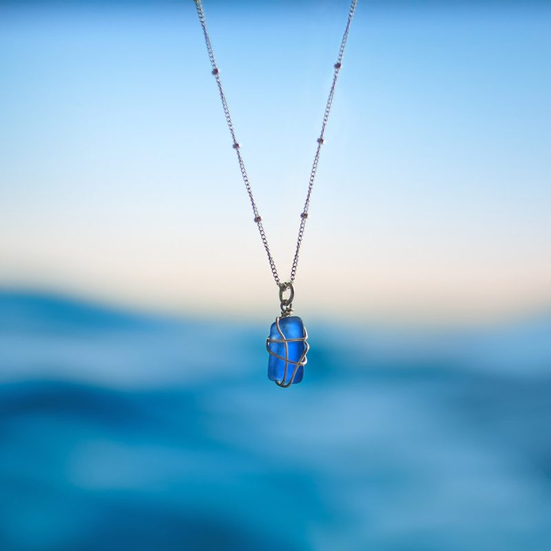 Wild Sea-Blue Sea Glass Necklace-Breena Jewellery