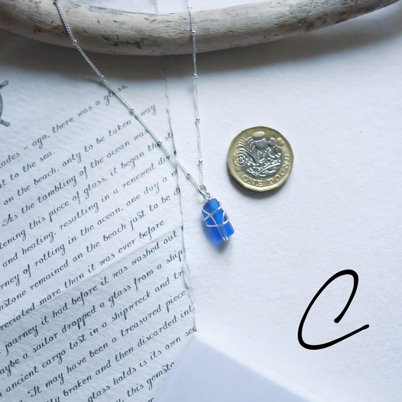 Wild Sea-Blue Sea Glass Necklace-Breena Jewellery
